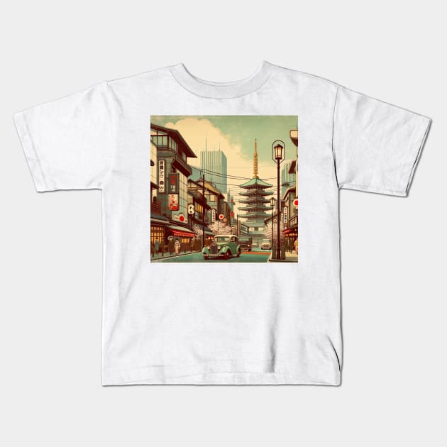 Retro Tokyo Street Japan Kids T-Shirt by unrealartwork